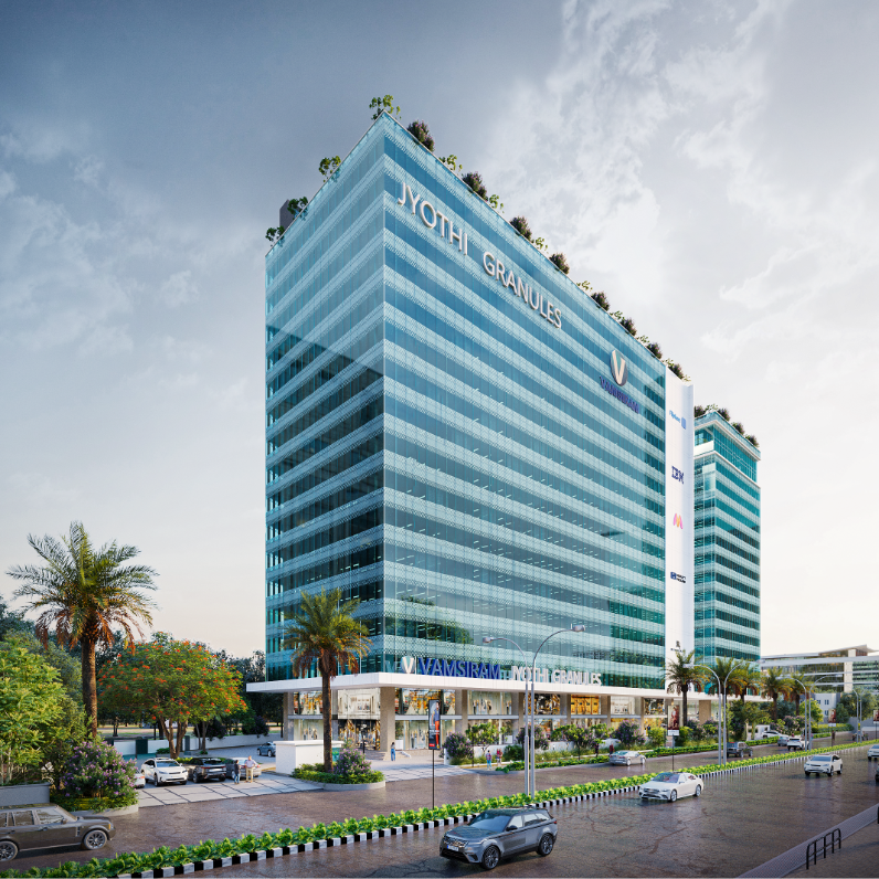 Hyderabad Hi-Tech City office location with modern buildings and IT infrastructure